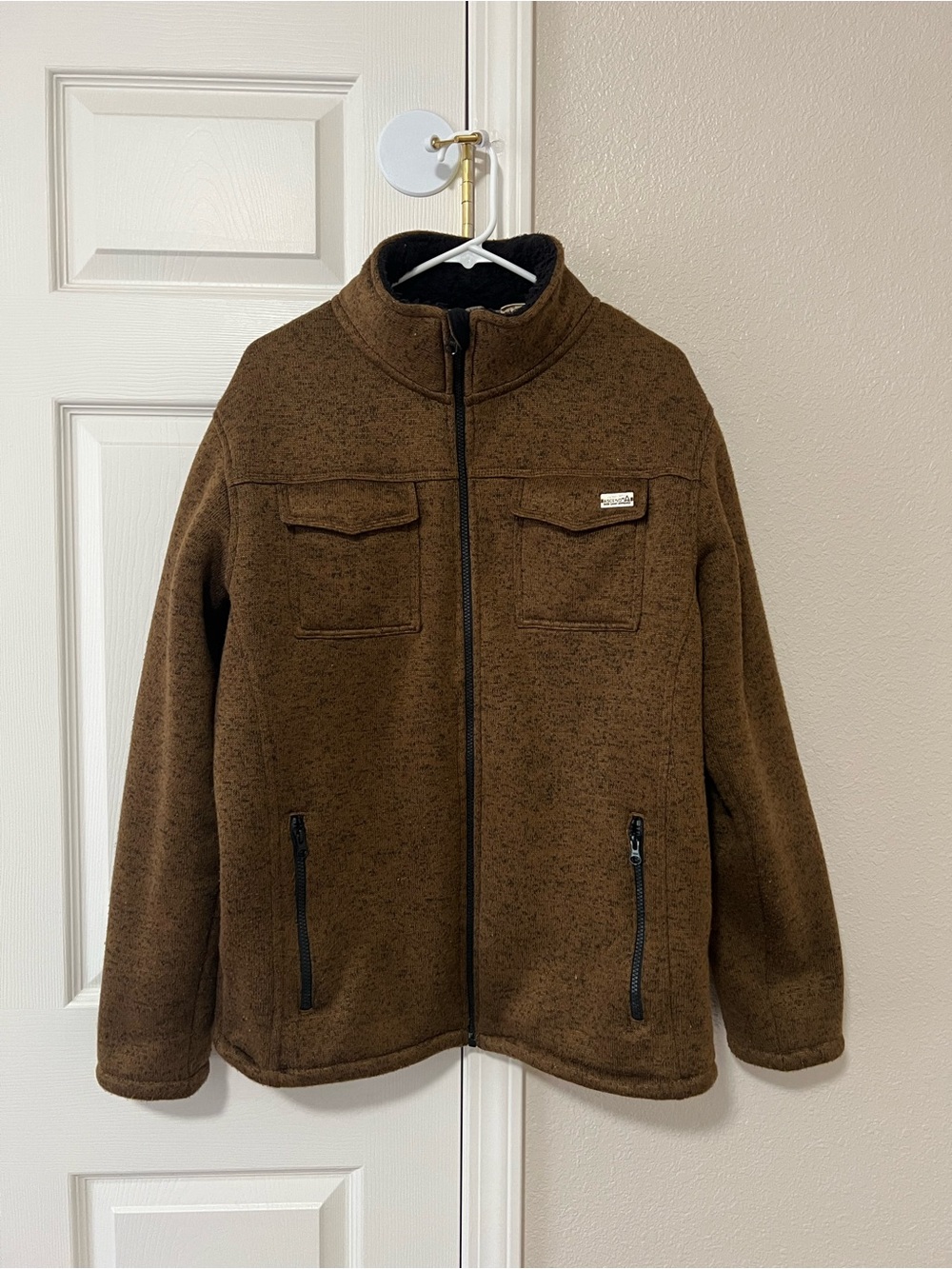 Ascend Men’s Large Brown Sherpa Lined Fleece Full Zip Outdoor Jacket